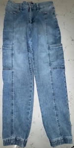 Girls Size 15/16 Abercrombie Kids Blue Denim Stretch Jeans ~ High-Rise Mini Mom - Picture 1 of 5
