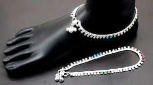 925 Sterling Silver Pink Tourmaline & Topaz Gemstone Jewelry Anklets Size-10''