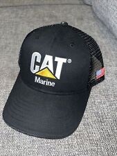 Caterpillar CAT MARINE Equip Black Twill Mesh Snapback Cap/Hat American Flag