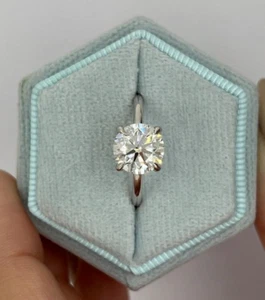 Diamond Engagement Ring E VS1 AGI Certified 3 Ct Round Labcreated 18K White Gold - Picture 1 of 13