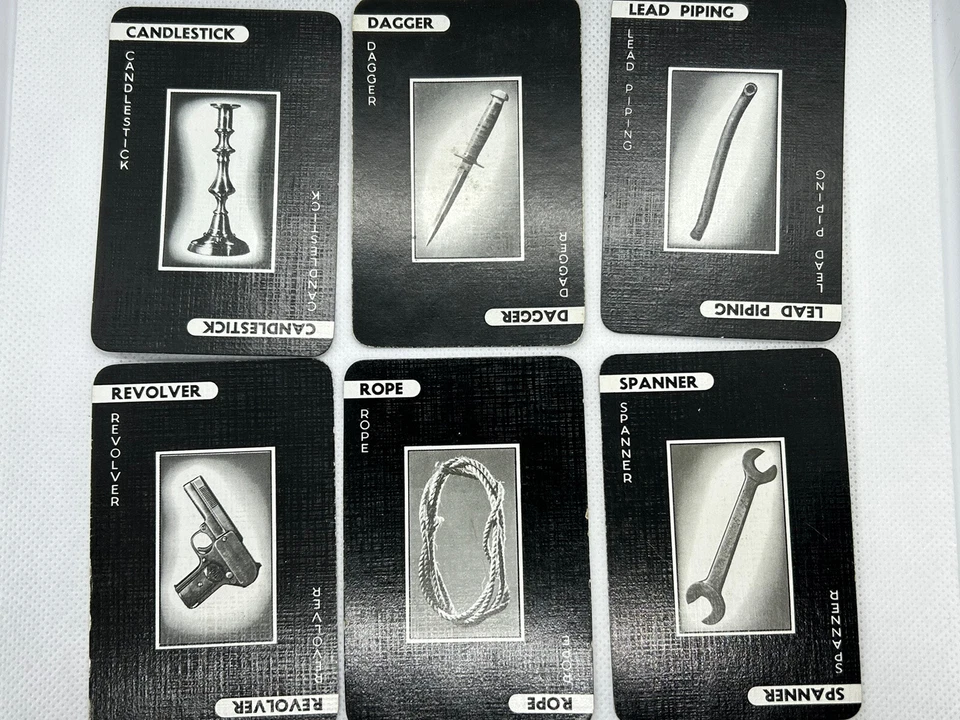 Cluedo 1980's Spare Replacement Cards Weapon Cards x 6 - Image 1 of 1