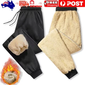Mens Winter Warmer Track Pants Soft Sherpa Lined Sweatpants Jogger Gym Trousers - Picture 1 of 12