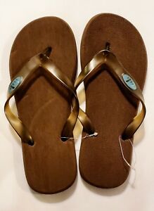 Original Sanuk Mens Vintage Brown & Turquoise Clear Strap Sandals Flip Flops 10