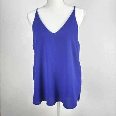 Blusa Everly Tank azul roxa real feminina com alça de espaguete forrada grande - Imagem 1 de 4