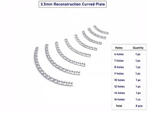 Reconstruction Curved Plate (3.5mm) set of 8pcs Veterinary surgical instruments - Picture 1 of 8