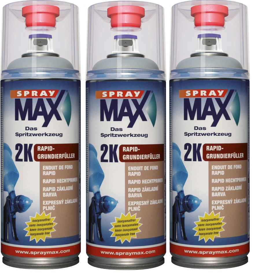 Lackspray 2K Rapid Füller 3 x 400ml Spray Max Grundierung Rostschutz 680031 - Bild 1 von 1