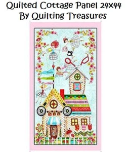 Quilted Cottage Panel 24x44 cotton quilt fabric QT fabrics Sewing Quilting - Picture 1 of 1