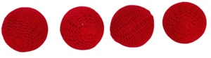 4 ROTE GEHÄKELTE MAGISCHE KUGELN für Tasse & Kugeln Trick Requisite Set gehäkelt 1" Nahaufnahme - Bild 1 von 8