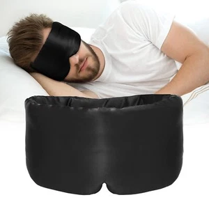 Silk Sleep Mask for Women Men Mulberry Eye Sleeping & Black - Picture 1 of 7
