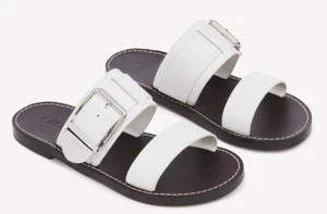 CHLOE Rebecca Slide Sandals Leather Size 38 EU US 8 White Sandal Mules Slippers - Picture 1 of 17