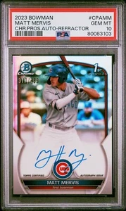 2023 Bowman Chrome Matt Mervis 1st Prospect Auto Refractor /499 PSA-10 Gem Mint - Picture 1 of 2