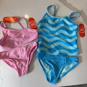 BRAND NEW w Tags Lot/2 Swimsuits/Bikini & Tankini 6/6X Blue Pink Wonder Nation - Picture 1 of 3