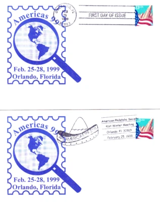 Set of 2 APS Americas 99 FDC Official & Show Pictorial #3335 City Flag 1999 - Image 1 of 3