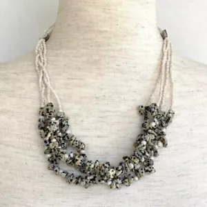 Artisan Dalmation Jasper Multi-strand Beaded Necklace 21" Natural stone - Imagen 1 de 10