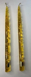 2er Set Acryl Plexiglas Gregorianische Kegel 12" Kerzen Goldflecken MCM Hergestellt in den USA - Bild 1 von 9