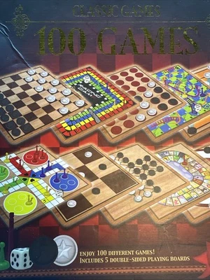 Ambassador 100 Classic Games Chess Checkers Chess Solitaire Tic Tac Toe Family - Image 1 of 4