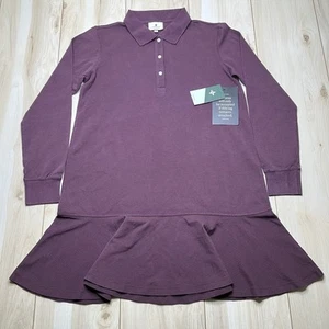 Tuckernuck NEW Long Sleeve Pique Knit Polo Dress Winetasting Womens Size Medium - Picture 1 of 12