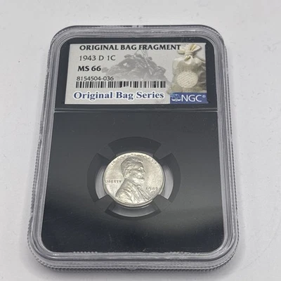 1943 D 1C NGC Lincoln Wheat Cent Original  Bag Fragment MS66 - Image 1 of 2
