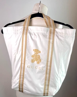 Designer Gucci kids dust bag white cotton teddy bear logo 2010 not sold in store - Image 1 of 4