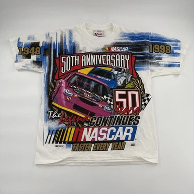 Camisa NASCAR De Colección Para Hombre Mediana 50 Aniversario 1998 Auto Racing Hecha en EE. UU. 90s Foto 1 de 4