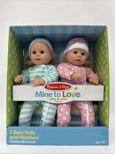 Melissa & Doug Mine to Love Twins Luke & Lucy 15" bambole bambino e ragazza nuove con scatola - Foto 1 di 12