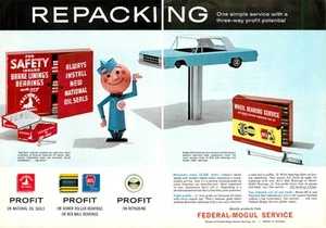 Service Station Magazine Print Ad FEDERAL-MOGUL SERVICE 1963 Parts Wheels 2-Page - Picture 1 of 2