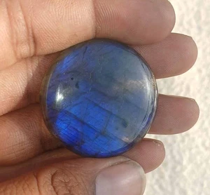 Incredibile cabochon tondo in labradorite blu 36x35x6 mm circa 71,90 ct AMJ214 - Foto 1 di 3