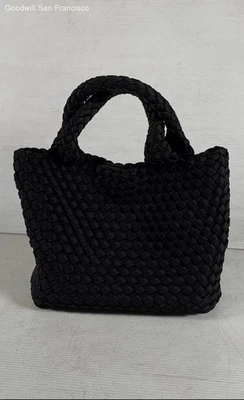 Bolso de Mano BCBGMAXAZRIA Negro Tejido Clásico Diseñador Viaje Doble Asa Foto 1 de 4