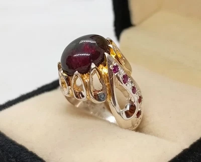 真品澳大利亚黑色蛋白石 925 纯银戒指 火黑色蛋白石 — 第 1/4 张图片