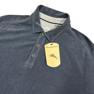Tommy Bahama Polo Shirt Mens Medium Midnight Blue Short Sleeve New with Tags - Picture 1 of 11