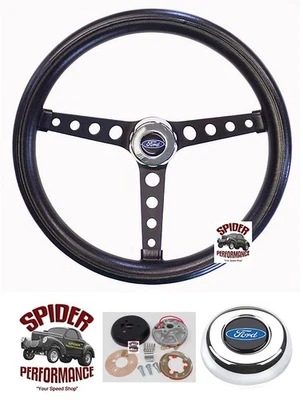 Volante Bronco Ford Pickup 1978-1991 azul ovalado 14 1/2" clásico negro Foto 1 de 4