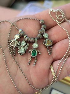 VTG 2O" STERLING .925 "Family Person's" Necklace With Human/Angel Crystal... - Picture 1 of 8