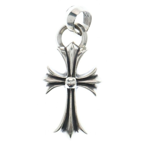 CHROME HEARTS CUORI CROMATI CH CRS SML CON BALLA CAUZIONE PICCOLA CROCE CIONDOLO TOP ARGENTO BCA218