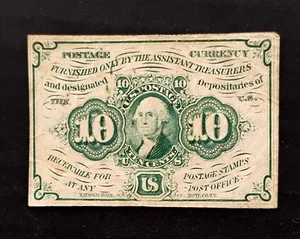 US 10c FR-1242 First Issue July 17th, 1862 ten cents Postage Currency - Picture 1 of 2