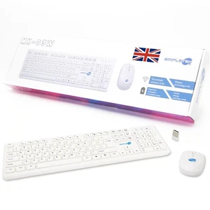 Wireless Mouse and Keyboard Kit QWERTY UK English England White Set M&K - Picture 1 of 6