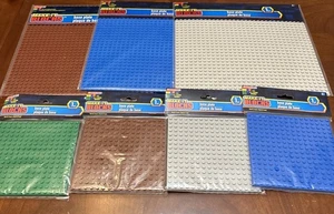 lego compatible base plate lot 5 inch 10” Blue Gray Brown Green 7 Sealed New - Picture 1 of 3