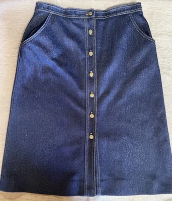 Falda vaquera sintética vintage GRAFF CALIFORNIA WEAR para mujer 33" poliéster botón frontal Foto 1 de 4