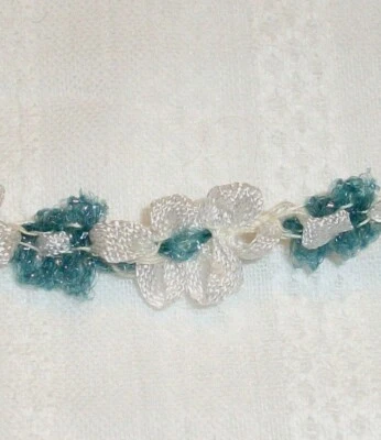 Rayon RIBBON white ROCOCO flower trim  craft, sew & Vintage DOLL clothes BTY - Image 1 of 4