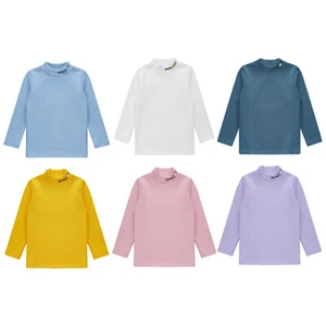Kids Girls Boys T-shirt Stylish Underwear Top Long Sleeve Undershirt Ribbed - Picture 1 of 61