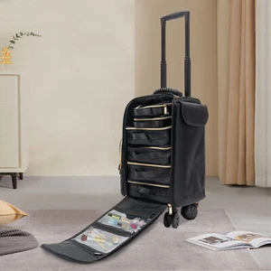 Professional Makeup Case,Rolling Makeup Train Case,Cosmetic Storage Organizer - Picture 1 of 24