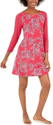 Sesoire by Miss Elaine Modal Nightgown Sleepshirt Pink Berry Print Small - Image 1 of 2