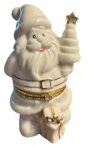 Portagioie Babbo Natale in porcellana bianca con accenti dorati 5" - Foto 1 di 8