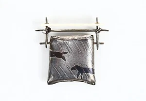 Sterling Silver and Bone Brooch by Rhode Island Designer Carolyn Morris Bach 20g - Picture 1 of 3
