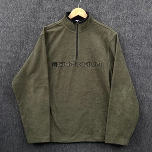 Old Navy Mens Large 1/4 Zip Pullover Fleece Jacket Olive Green Spell Out Logo - Picture 1 of 11