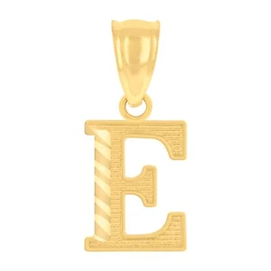 10k 10kt Yellow Gold Unisex Initial Letter "E" Charm Pendant - Picture 1 of 5