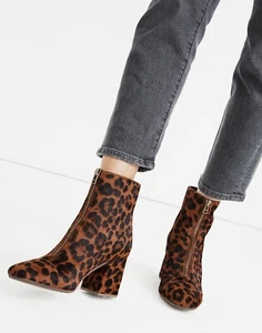 Madewell Leopard Print Zip Up Ankle Boot Sz 7 Amalia Calf Hair Mod 60s NEW - Picture 1 of 7