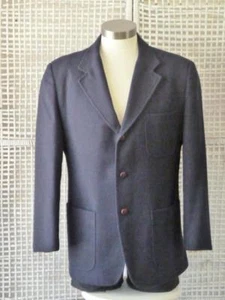 J CREW Cool Classic 100% Wool Dark Navy 3/3 Leather Button Blazer Jacket~42~EUC - Picture 1 of 12
