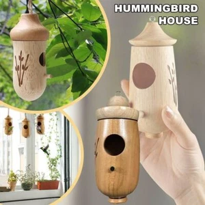 Hummingbird House Wooden Hand Craft Ornament Outdoor Garden Patio Hanging Decor - Picture 1 of 14