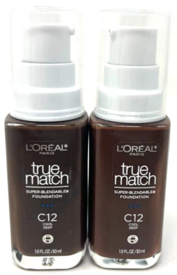 (2) Loreal True Match Super-Blendable Foundation 1.0 fl oz Each C12 - Cool Deep - Image 1 of 3