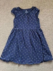 H&M Navy Blue White Hearts Girls Summer Dress - Picture 1 of 3
